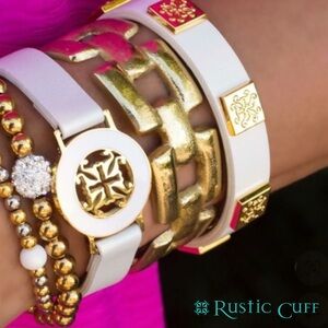 Rustic Cuff White Leather Bracelet